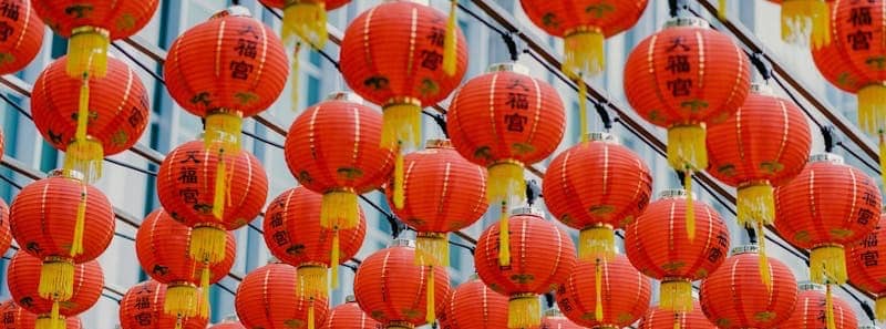 Red Lunar New Year lanterns symbolizing a fresh start and intentional focus